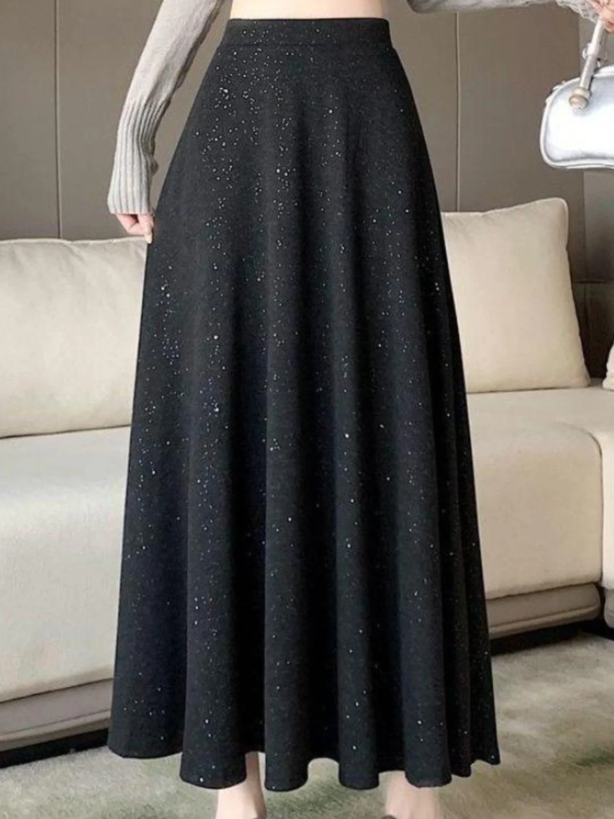 Shiny Black Glitter Half Skirt Women's Mid-Length A-Line Skirt Flared Umbrella Skirt Spring Summer New Style mid Waist Design
Shiny Black Glitter Half Skirt Women's Mid-Length A-Line Skirt Flared Umbrella Skirt Spring Summer New Style mid Waist Design