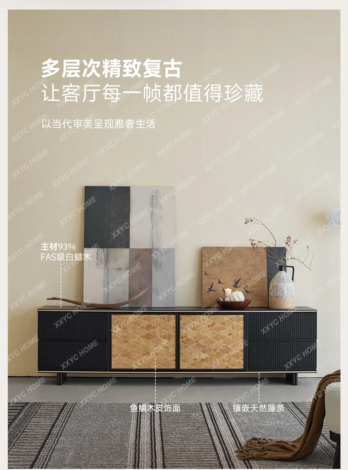 DVTV cabinet, living room, household medium-ancient style solid wood storage locker, integrated black retro floor cabinet
DVTV cabinet, living room, household medium-ancient style solid wood storage locker, integrated black retro floor cabinet