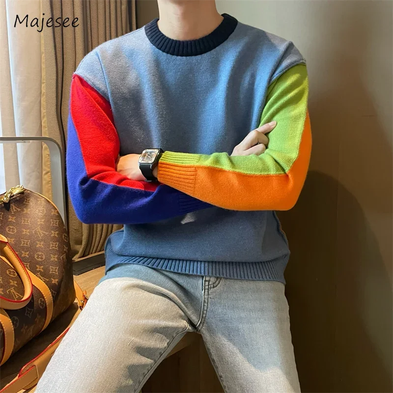 Knitted Sweaters Men Autumn Colorful Daily Korean Commuting Style Fashion Handsome Temperament Versaile Round Neck Patchwork New
Knitted Sweaters Men Autumn Colorful Daily Korean Commuting Style Fashion Handsome Temperament Versaile Round Neck Patchwork New