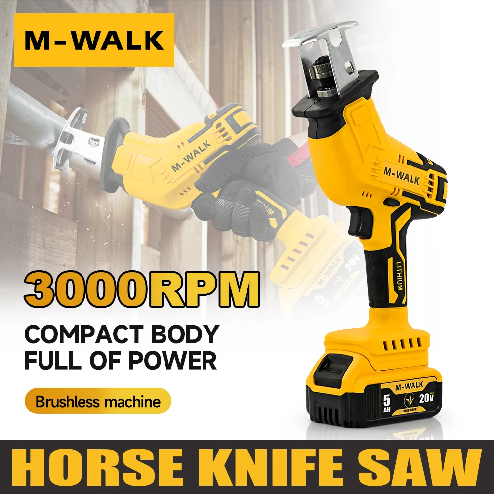 M-WALK 20V Cordless Electric Knife Saw for Wood / Metal Cutting with 4pcs Blades Portable Power Tool For Dewalt Battery Pin
M-WALK 20V Cordless Electric Knife Saw for Wood / Metal Cutting with 4pcs Blades Portable Power Tool For Dewalt Battery Pin