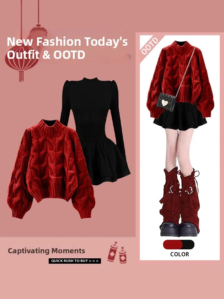 Red Sweater Dress Halohigh Collar New Year Visit Slimming Waist Dress Women's Fashion Spring 2026 Highend Feeling Lazy Style
Red Sweater Dress Halohigh Collar New Year Visit Slimming Waist Dress Women's Fashion Spring 2026 Highend Feeling Lazy Style