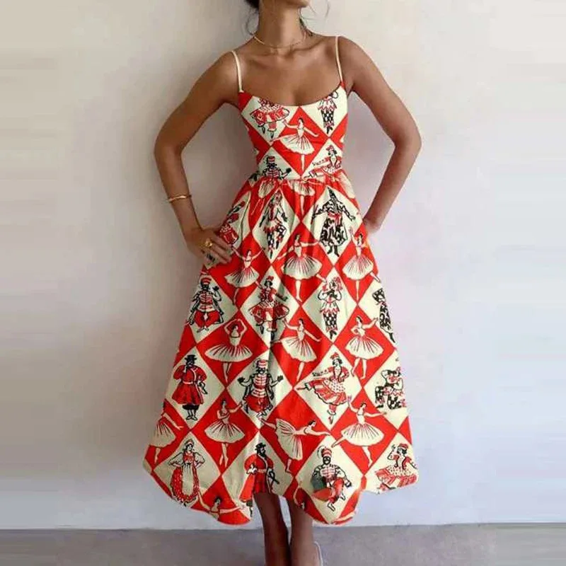 Women's Artistic Print Spaghetti Strap Maxi Dress A-Line High Waist Casual Vintage Daily Party Elegant Outfit
Women's Artistic Print Spaghetti Strap Maxi Dress A-Line High Waist Casual Vintage Daily Party Elegant Outfit