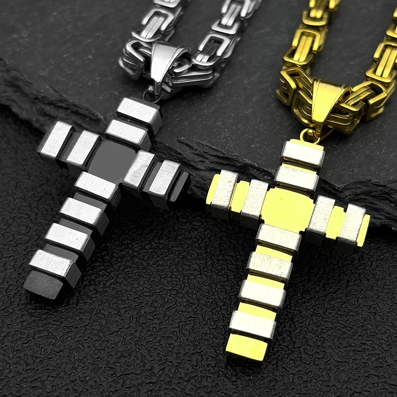 Fashion Hip Hop Cross Pendant Necklace for Men Gold Silver Color Stainless Steel Christian Punk Byzantine Chain Jewelry Gift
Fashion Hip Hop Cross Pendant Necklace for Men Gold Silver Color Stainless Steel Christian Punk Byzantine Chain Jewelry Gift