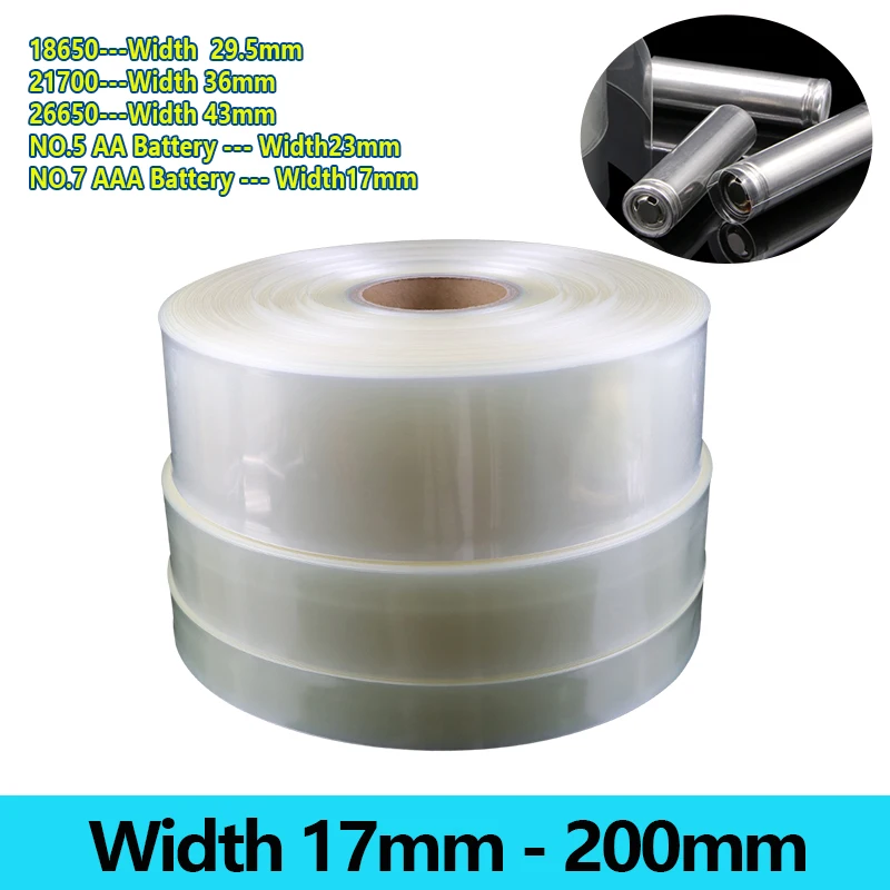 Width 17mm ~ 200mm Clear PVC Heat Shrink Tube 18650 Battery Wrap Battery Pack Insulated Cable Protector Sleeve Lithium Film Case
Width 17mm ~ 200mm Clear PVC Heat Shrink Tube 18650 Battery Wrap Battery Pack Insulated Cable Protector Sleeve Lithium Film Case