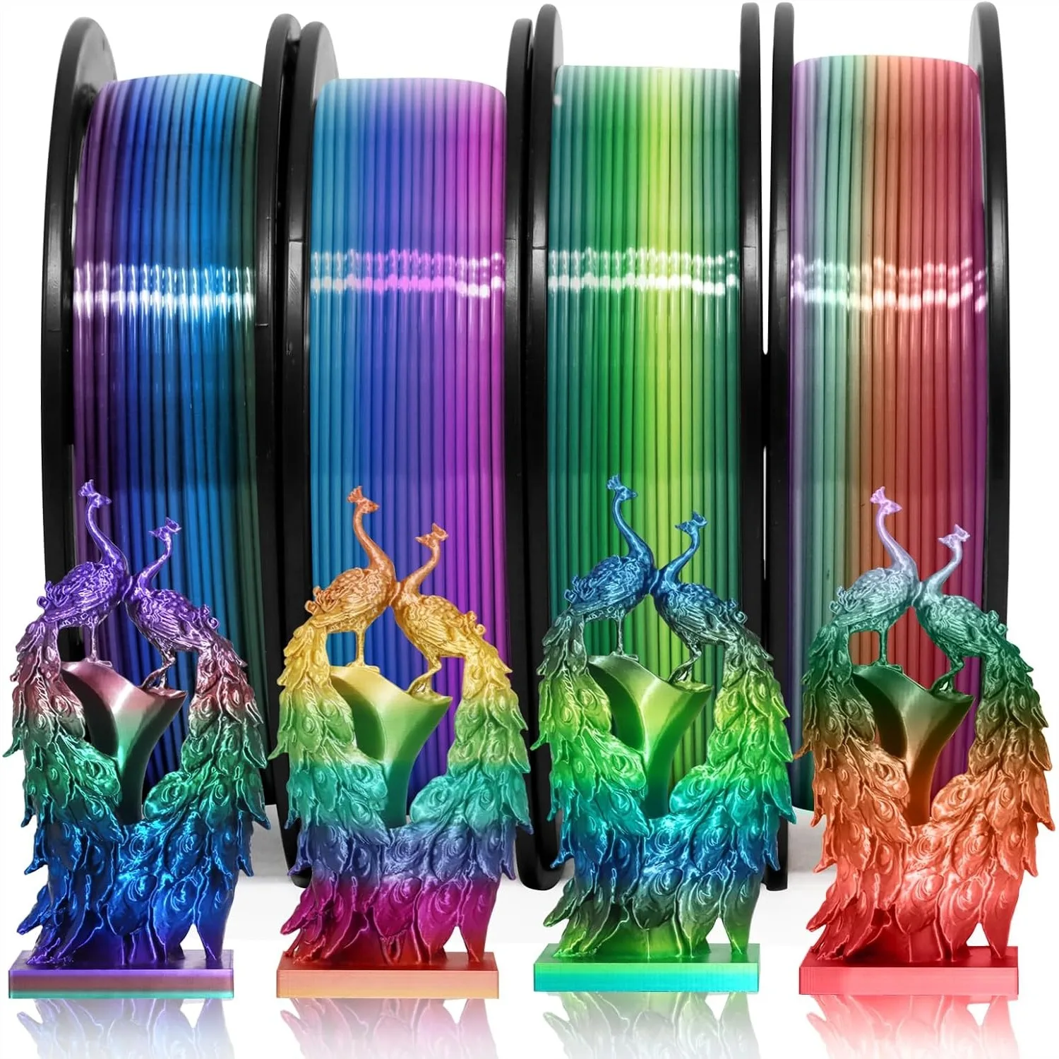 4 Types Rainbow Silk PLA Filament Bundle, Fast Color Change 3D Printer Filament, 250g x 4 Spools Multi Colored
4 Types Rainbow Silk PLA Filament Bundle, Fast Color Change 3D Printer Filament, 250g x 4 Spools Multi Colored