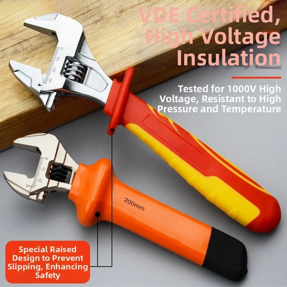 1pc 6/8/10/12 Inch VDE Certified Insulated Adjustable Wrench Anti-Slip Rubber Grip Adjustable Wrench For Car Repair Plumbing
1pc 6/8/10/12 Inch VDE Certified Insulated Adjustable Wrench Anti-Slip Rubber Grip Adjustable Wrench For Car Repair Plumbing