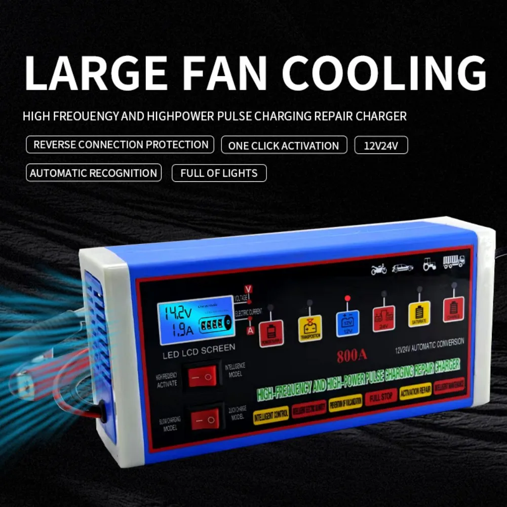Автомобильное зарядное устройство 12 В 24 В 220 В, импульсное зарядное устройство для ремонта с широким входом частоты для влажных и сухих кислотных аккумуляторов
Автомобильное зарядное устройство 12 В 24 В 220 В, импульсное зарядное устройство для ремонта с широким входом частоты для влажных и сухих кислотных аккумуляторов
