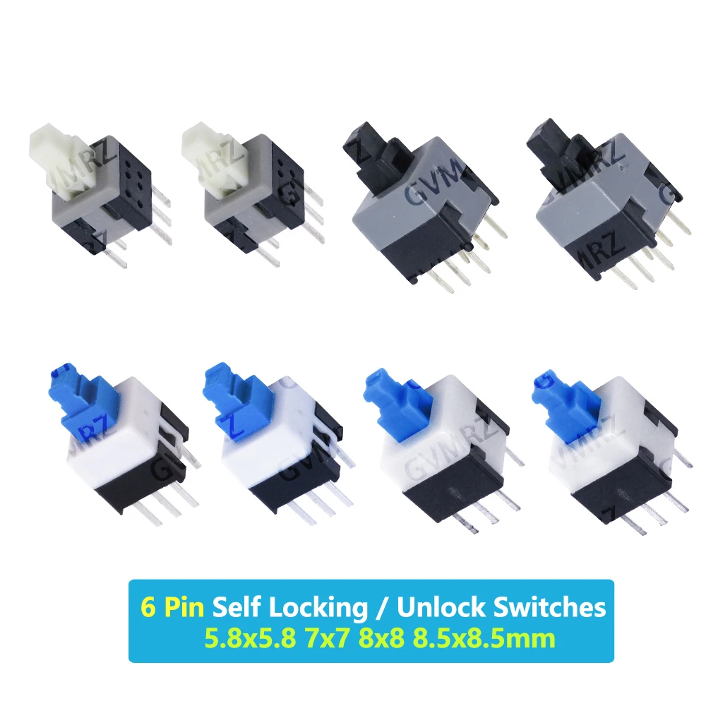 10PCS/50PCS 6 Pin 5.8x5.8 7x7 8x8 8.5x8.5mm Button Switches Self Locking / UNlock Push Tactile Power Micro Switch
10PCS/50PCS 6 Pin 5.8x5.8 7x7 8x8 8.5x8.5mm Button Switches Self Locking / UNlock Push Tactile Power Micro Switch