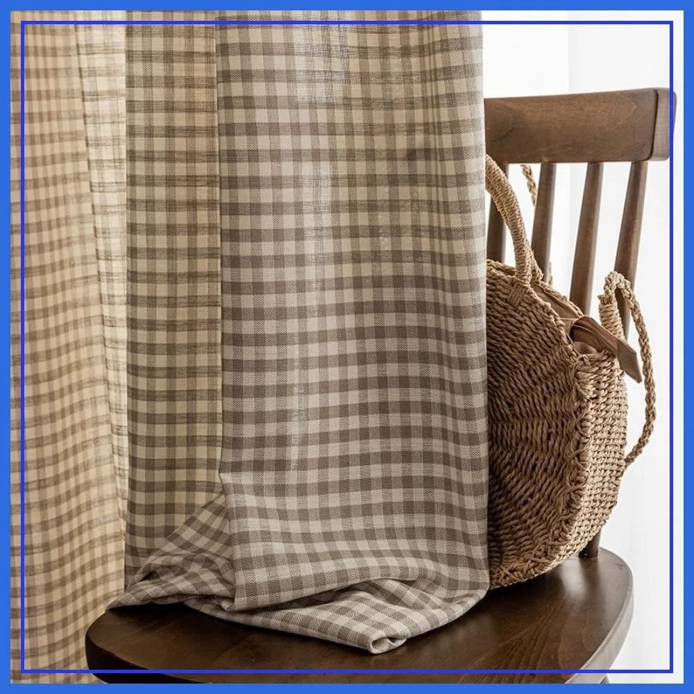 Semi Sheer Plaid Curtains 2 Panels, Cotton Linen Blend Rod Pocket Window Drapes for Living Room, W50xL96
Semi Sheer Plaid Curtains 2 Panels, Cotton Linen Blend Rod Pocket Window Drapes for Living Room, W50xL96