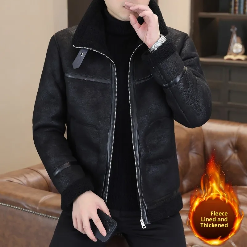 Men's Faux Leather Fur Lined Thiened Jaet Autumn Winter Warm Casual Faion Ci Sle Long Sve Zipper Closure Coat
Men's Faux Leather Fur Lined Thiened Jaet Autumn Winter Warm Casual Faion Ci Sle Long Sve Zipper Closure Coat