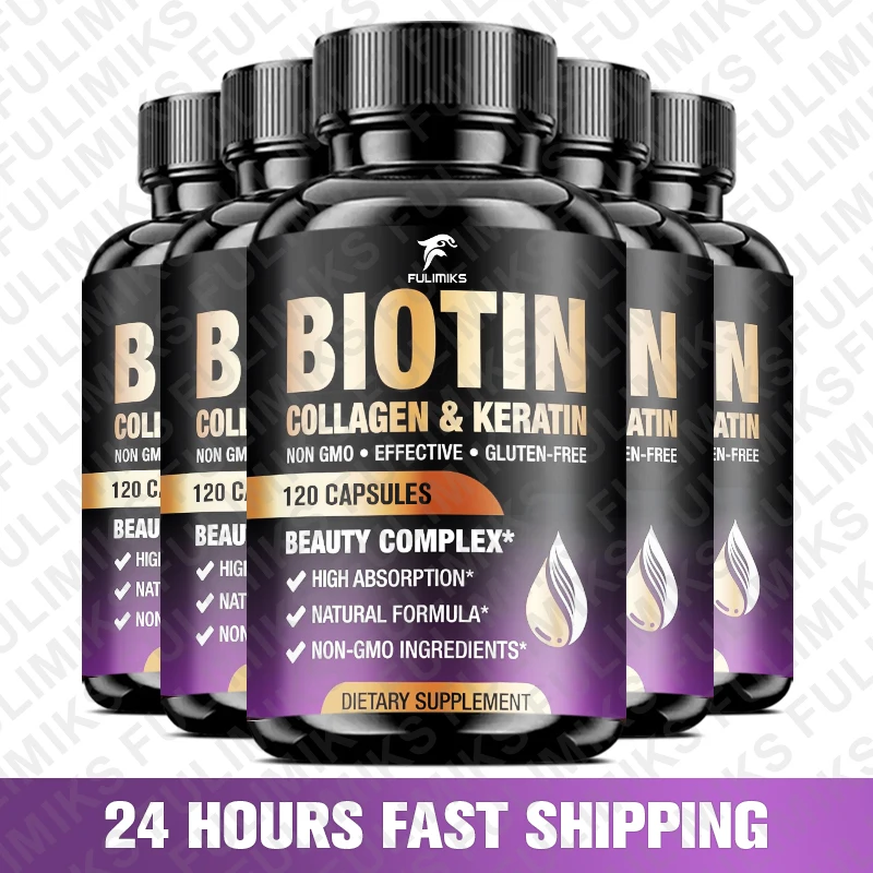 Collagen Keratin Hyaluronic Acid - 50,000mcg Hair Growth Vitamins for Men and Women, Nails, Hair, Skin - 120 Capsules 
Collagen Keratin Hyaluronic Acid - 50,000mcg Hair Growth Vitamins for Men and Women, Nails, Hair, Skin - 120 Capsules