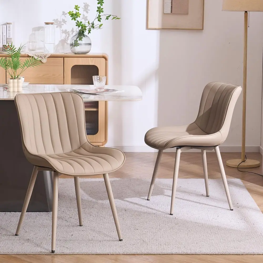 Modern Dining Chairs Set of 2, Khaki PU Leather Upholstered Kitchen Chairs with Khaki Metal Legs, Armless Accent Chair for Dini
Modern Dining Chairs Set of 2, Khaki PU Leather Upholstered Kitchen Chairs with Khaki Metal Legs, Armless Accent Chair for Dini