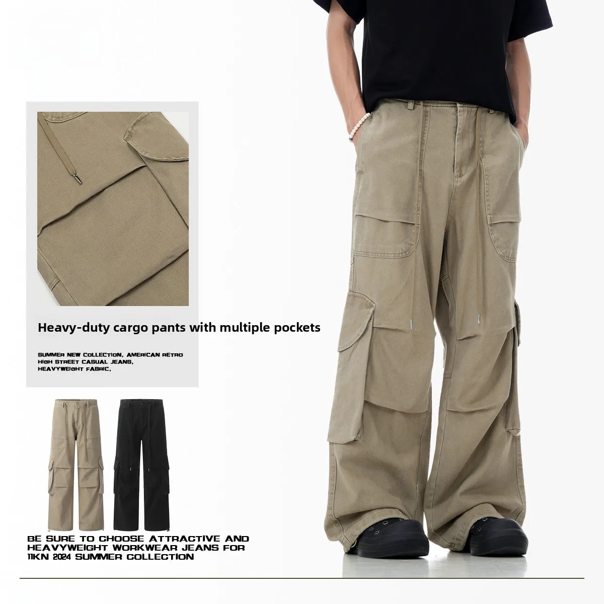 Мужские плотные плиссированные рабочие брюки в американском стиле, прямые, повседневные, с множеством карманов, на шнурке, длинные, свободного кроя
Мужские плотные плиссированные рабочие брюки в американском стиле, прямые, повседневные, с множеством карманов, на шнурке, длинные, свободного кроя