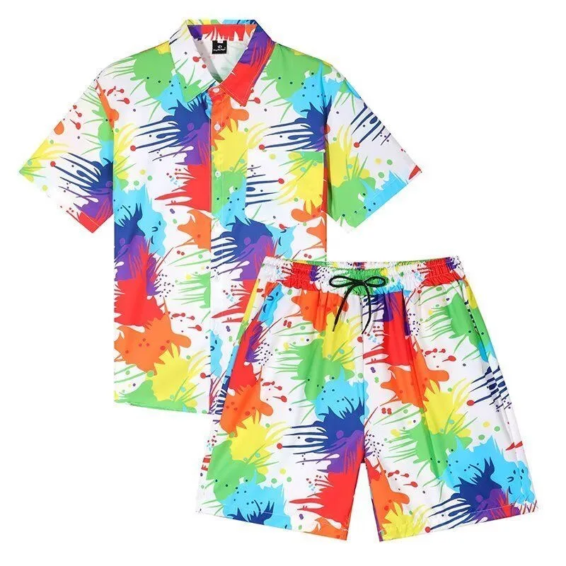 Summer New Trend Printed Beach Short-Sleeved Shirt Set For Men Casual Loose Sport Comfortable Breathable Plus Size Two-Piece Set
Summer New Trend Printed Beach Short-Sleeved Shirt Set For Men Casual Loose Sport Comfortable Breathable Plus Size Two-Piece Set