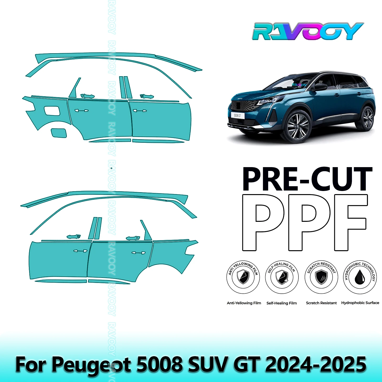 For Peugeot 5008 SUV GT 2024-2025 8.5mil Clear Matte Pre-Cut PPF Door & A/B Pillar Kit TPU Paint Protection Film Set
For Peugeot 5008 SUV GT 2024-2025 8.5mil Clear Matte Pre-Cut PPF Door & A/B Pillar Kit TPU Paint Protection Film Set