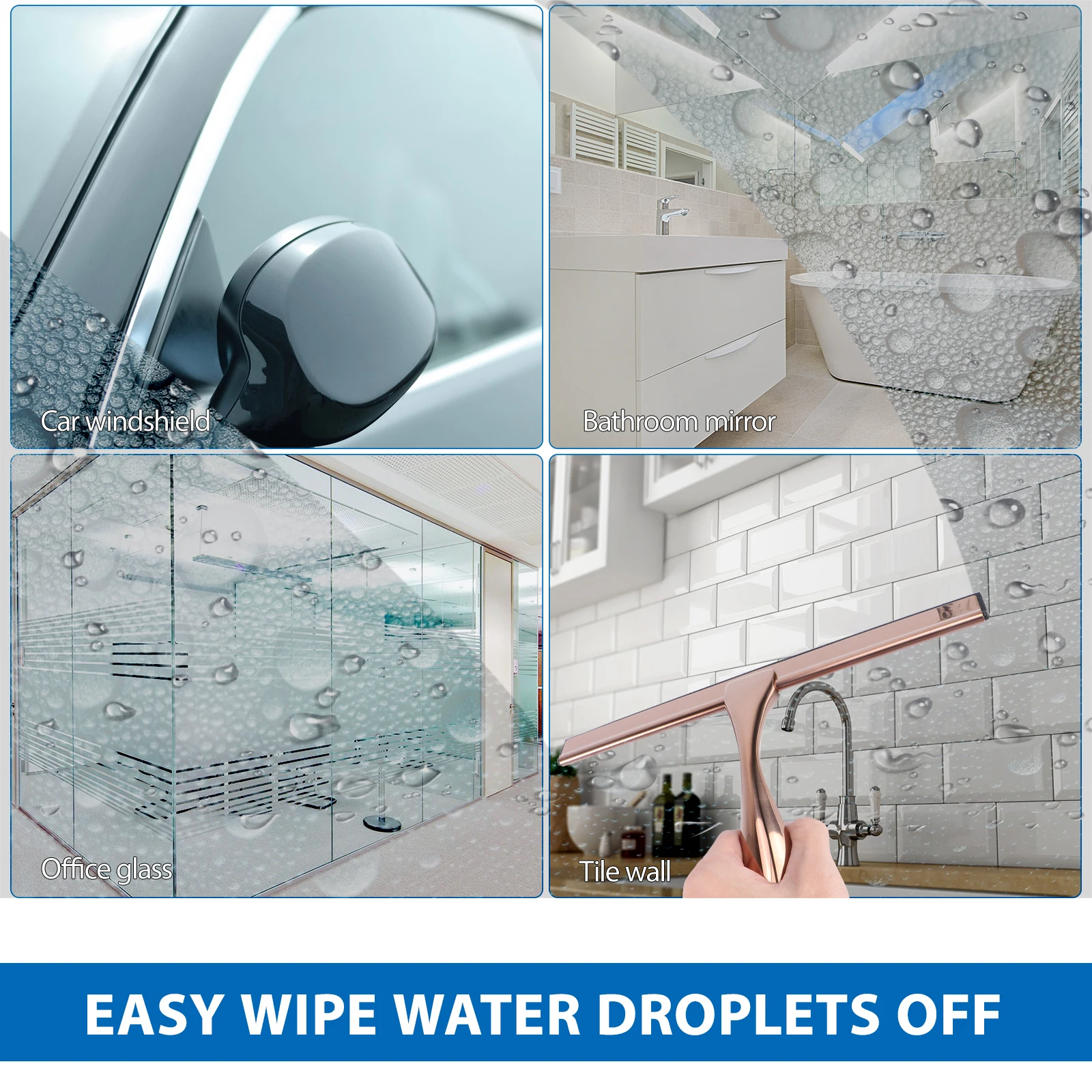 Glass Wiper Squeegee Stainless Steel Long Handle Water Scraper for Shower Door Bathroom Car Mirror Window Practical Short Handle
Glass Wiper Squeegee Stainless Steel Long Handle Water Scraper for Shower Door Bathroom Car Mirror Window Practical Short Handle