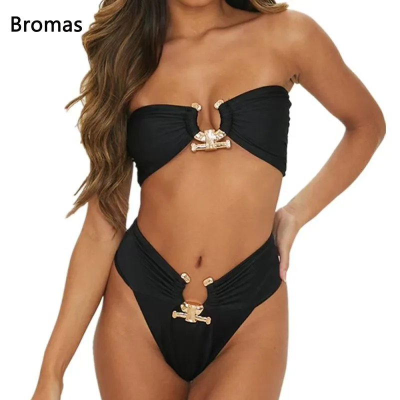 2025 New Sexy Bikini Swimsuit Metal Accessories Hollow Bikini Solid Color Breast High Waist Swimsuit Swimwear
2025 New Sexy Bikini Swimsuit Metal Accessories Hollow Bikini Solid Color Breast High Waist Swimsuit Swimwear