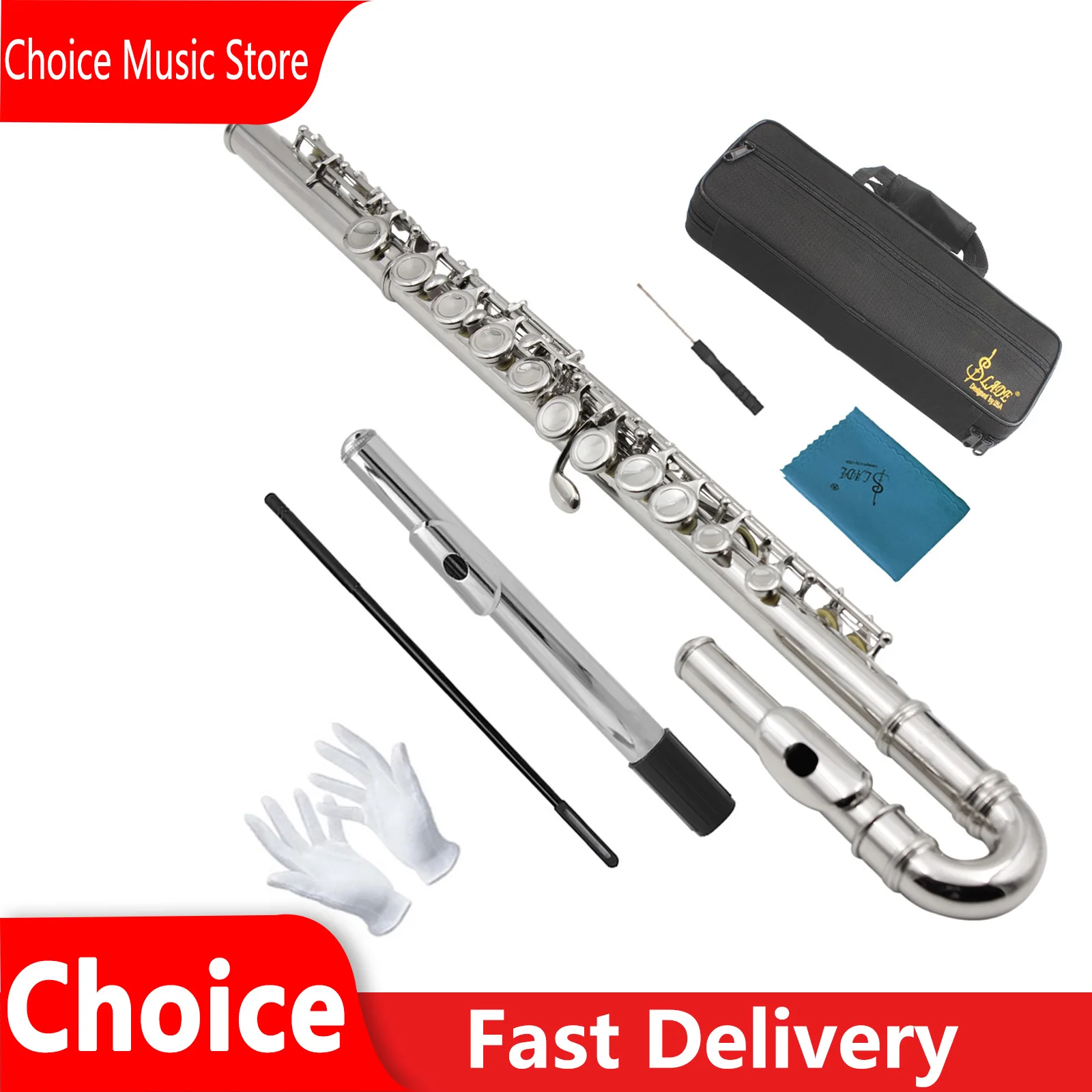 SLADE Flute 16 Closed Open Holes C Key For Professional Transverse Flute Concert Woodwind Instrument With Parts Gift For Kinds
SLADE Flute 16 Closed Open Holes C Key For Professional Transverse Flute Concert Woodwind Instrument With Parts Gift For Kinds