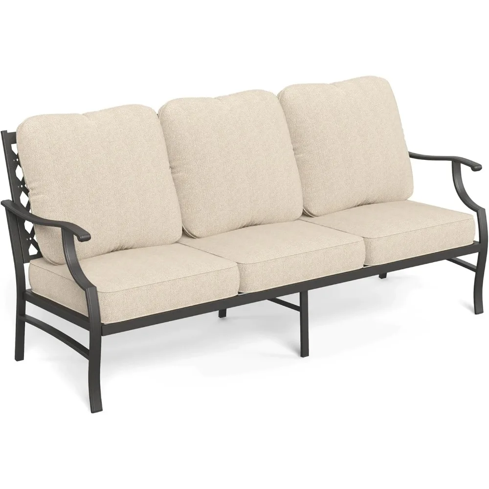 Metal Patio Furniture Sofa with 5.75" Super-Thick Waterproof Cushion, 3-Seater Deep Seating & High-Back Outdoor Couch for Patio
Metal Patio Furniture Sofa with 5.75" Super-Thick Waterproof Cushion, 3-Seater Deep Seating & High-Back Outdoor Couch for Patio