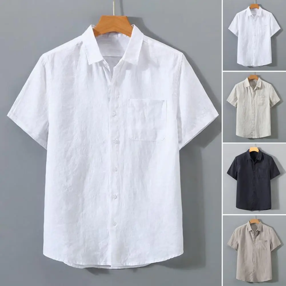 Chest Pocket Shirt Men's Retro Style Short Sleeve Button-up Shirt for Business Casual Wear Turn-down Collar Solid for Spring
Chest Pocket Shirt Men's Retro Style Short Sleeve Button-up Shirt for Business Casual Wear Turn-down Collar Solid for Spring