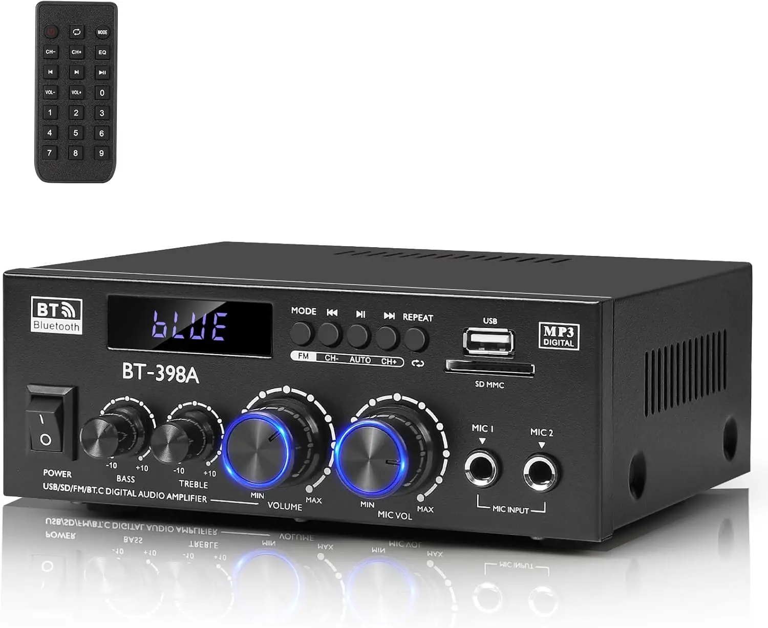 2-канальный усилитель для домашнего кинотеатра 450Вт+450Вт с Bluetooth 5.0, FM-радио, USB, SD, оптическими и коаксиальными входами
2-канальный усилитель для домашнего кинотеатра 450Вт+450Вт с Bluetooth 5.0, FM-радио, USB, SD, оптическими и коаксиальными входами
