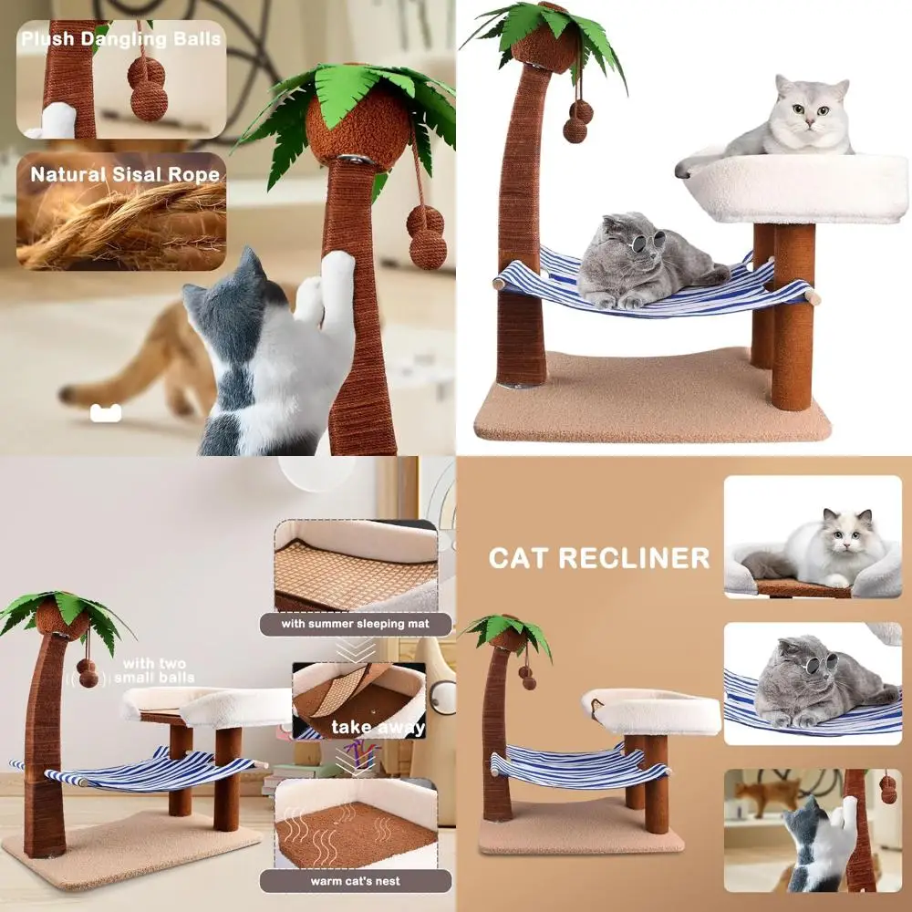 29.5 Cat Tower with Hammock, Scratching Post & Hanging Ball for Indoor Kittens
29.5 Cat Tower with Hammock, Scratching Post & Hanging Ball for Indoor Kittens