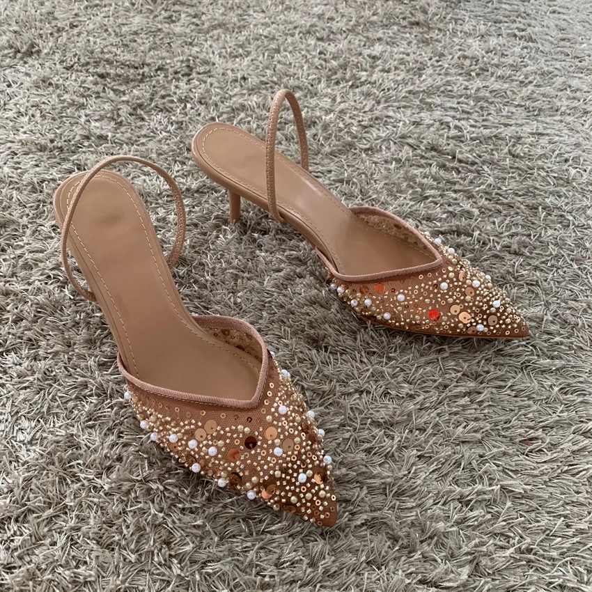 Luxury Fashion Bling String Bead Mesh High Heels Women Sexy Pointed Toe Breathable Heeled Sandals Elegant Slingbacks Women Pumps
Luxury Fashion Bling String Bead Mesh High Heels Women Sexy Pointed Toe Breathable Heeled Sandals Elegant Slingbacks Women Pumps