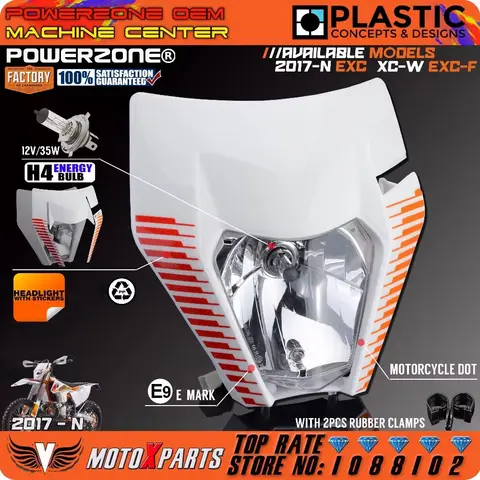 Powerzone Motorcycle Dirt Bike Motocross Sixdays Headlight Headlamp For KTM 6days EXC XCW EXCF SX F 125 250 300 450 500 2017 18