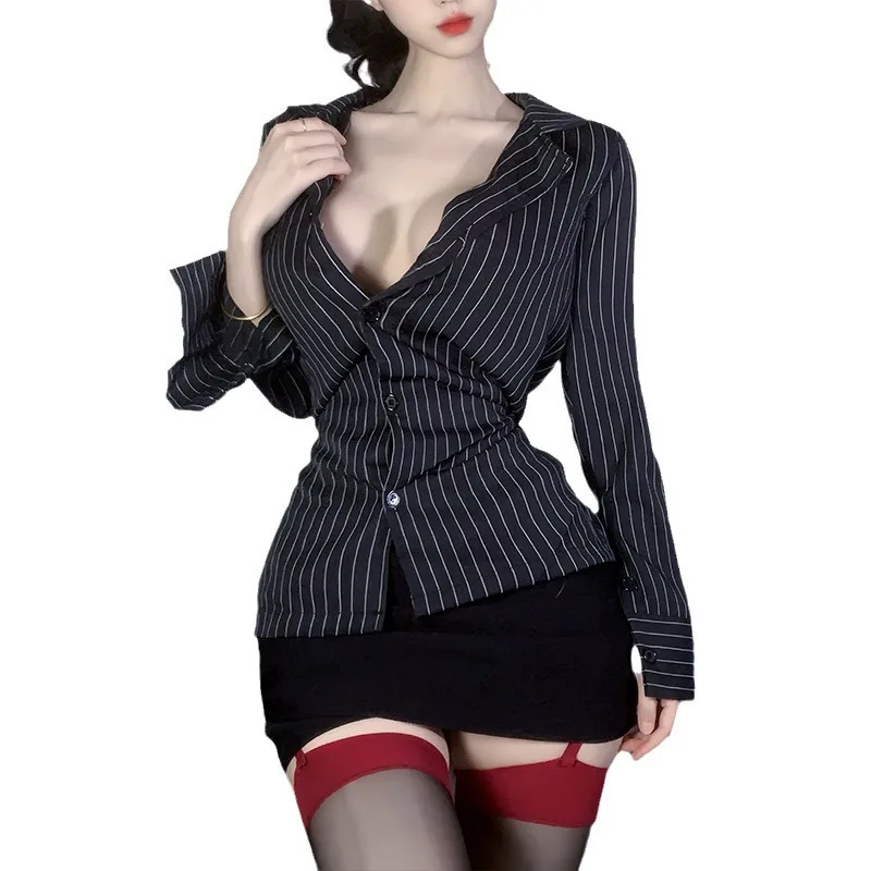 Sexy Secretary OL Office Lady Cosplay Open Bra Role Play Self-Cultivation Lingerie Costumes Striped Shirt Office Lady Uniform
Sexy Secretary OL Office Lady Cosplay Open Bra Role Play Self-Cultivation Lingerie Costumes Striped Shirt Office Lady Uniform