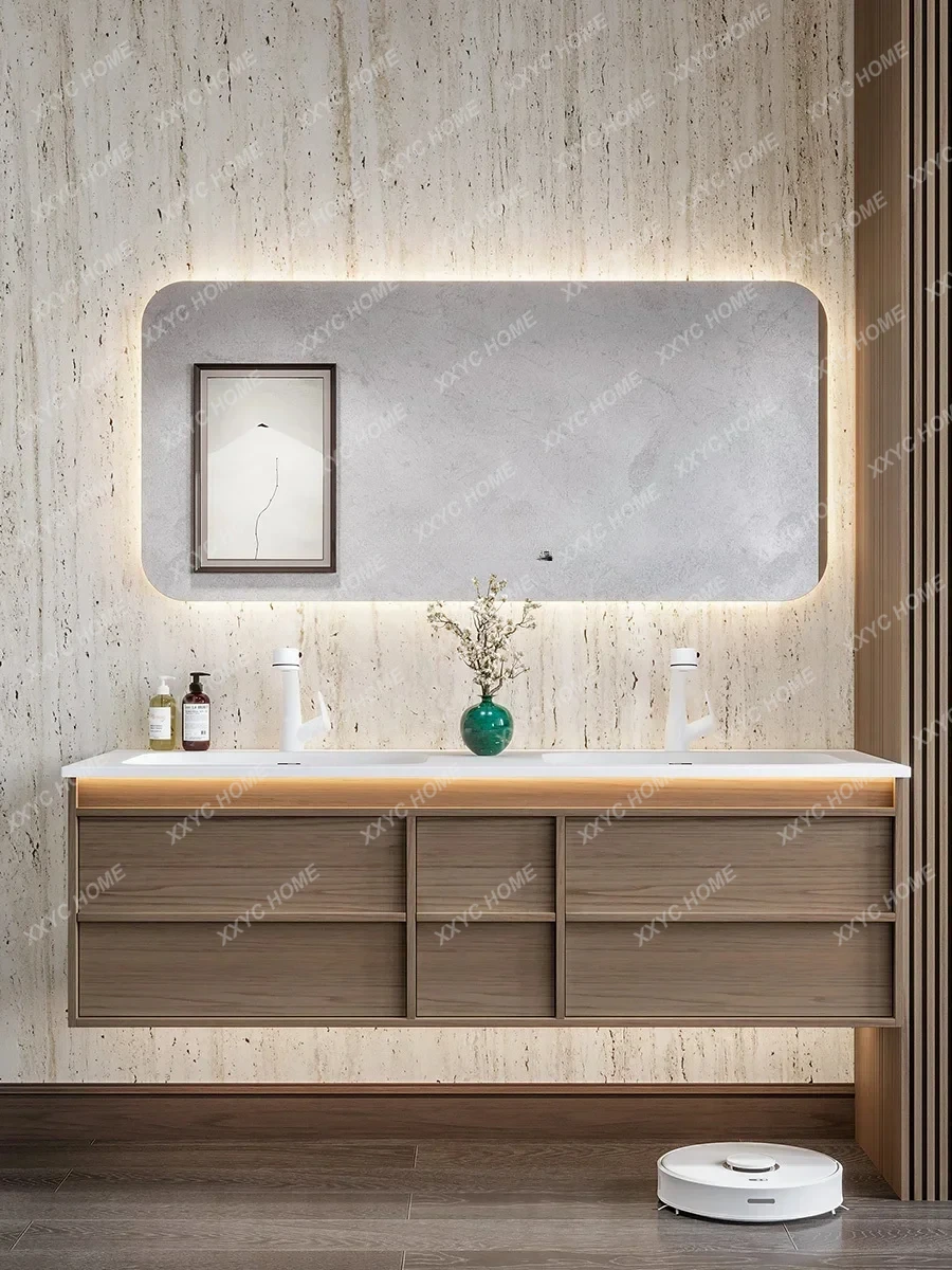 Q Walnut Color Integrated Double Basin Hanging Simple Bathroom Cabinet Combination Bathroom Wash Basin
Q Walnut Color Integrated Double Basin Hanging Simple Bathroom Cabinet Combination Bathroom Wash Basin