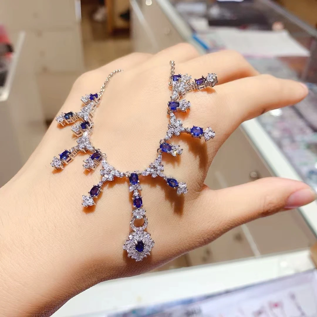KJJEAXCMY Natural Colored Sapphire Necklace S925 Silver Inlaid Simple Women's High-End Jewelry The crystal is clean and beautifu
KJJEAXCMY Natural Colored Sapphire Necklace S925 Silver Inlaid Simple Women's High-End Jewelry The crystal is clean and beautifu