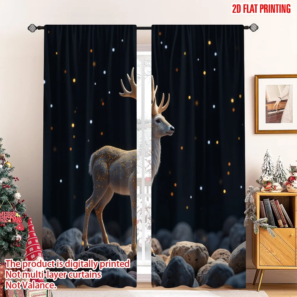 2pcs 2D flat printing Christmas Scene Curtain Golden Star Deer Sparkle Polyester Fabric Without Electricity Party & Holiday
2pcs 2D flat printing Christmas Scene Curtain Golden Star Deer Sparkle Polyester Fabric Without Electricity Party & Holiday