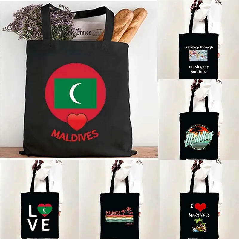 Retro Maldives Black Canvas Bags Island Maldivian Flag Love Heart Shopping Shoulder Canvas Totes Bags Beach Shopper Handbags
Retro Maldives Black Canvas Bags Island Maldivian Flag Love Heart Shopping Shoulder Canvas Totes Bags Beach Shopper Handbags