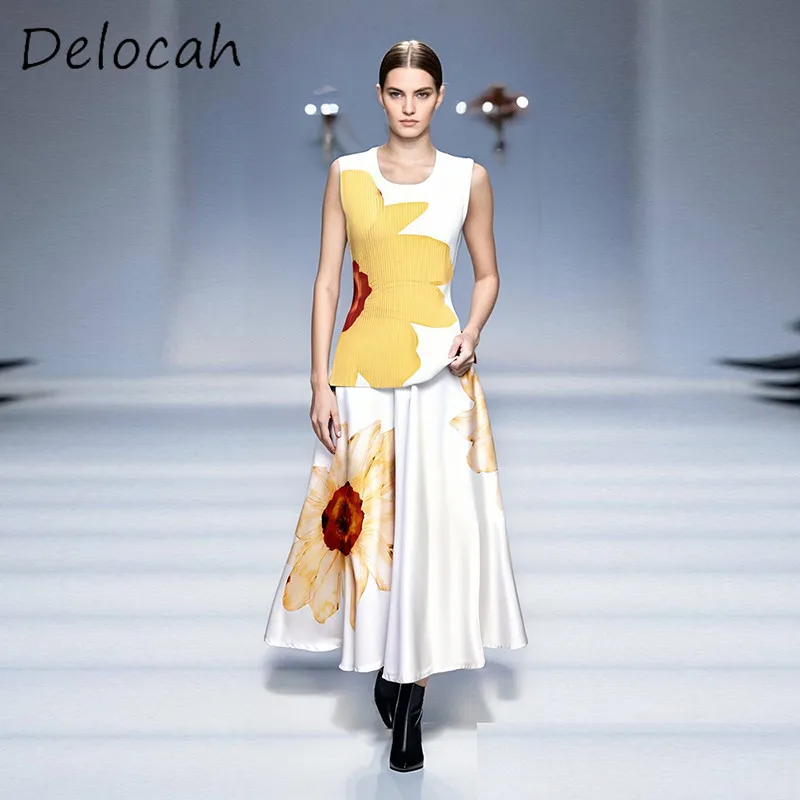 Delocah Fashion Women's Wear Design Collar Silk Sleeveless Top Pure Cotton High Waist Big Swing Half Skirt Printed Set
Delocah Fashion Women's Wear Design Collar Silk Sleeveless Top Pure Cotton High Waist Big Swing Half Skirt Printed Set