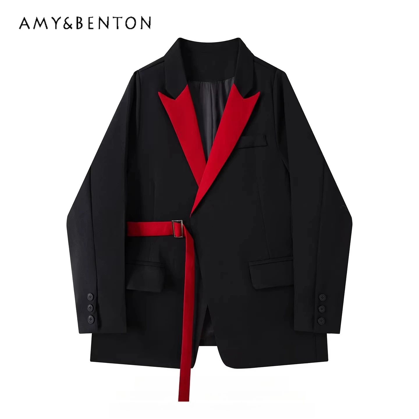 Весенне-осенний новый стильный и элегантный женский блейзер свободного кроя с черно-красными вставками, лентами и пуговицами, для повседневной носки и работы.
Весенне-осенний новый стильный и элегантный женский блейзер свободного кроя с черно-красными вставками, лентами и пуговицами, для повседневной носки и работы.