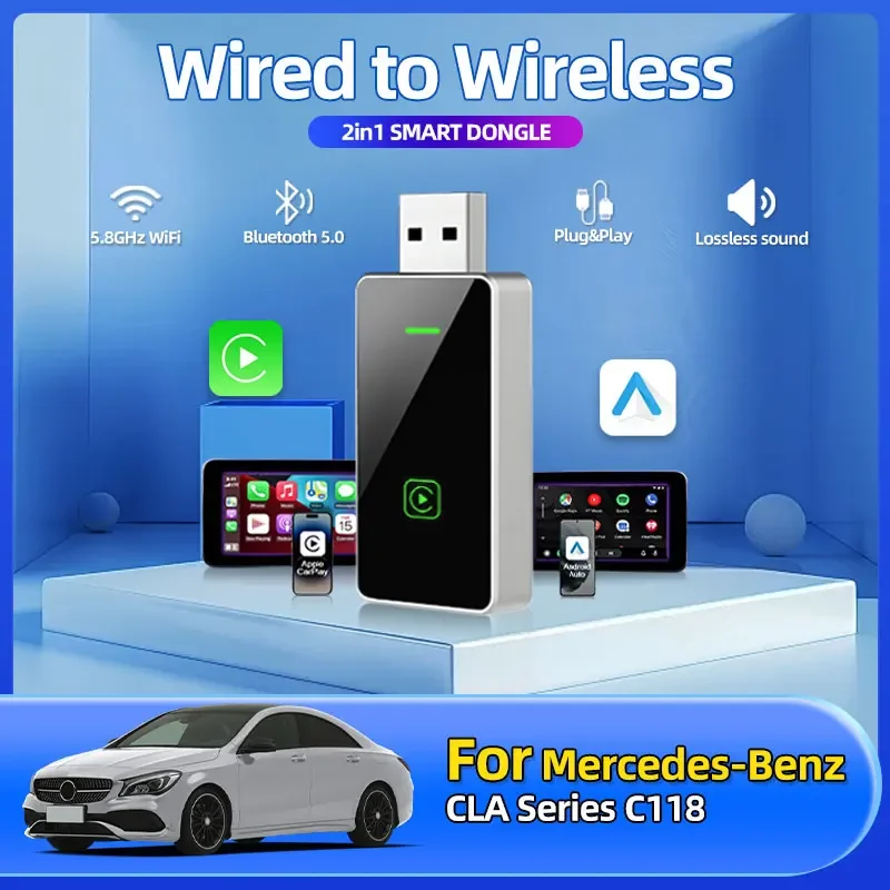 2in1 Wired to Wireless Car Play Adapter OEM Car Stereo With USB Plug And Play For Mercedes-Benz CLA Series C118
2in1 Wired to Wireless Car Play Adapter OEM Car Stereo With USB Plug And Play For Mercedes-Benz CLA Series C118