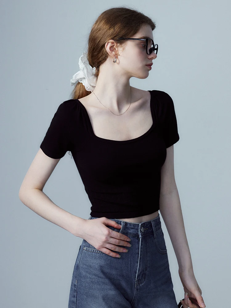 EGGKA Women's Pure Color Square Collar ort Sve Sweater Breathable Slim Fit Faionable Commute Versatile Simple Design Top
EGGKA Women's Pure Color Square Collar ort Sve Sweater Breathable Slim Fit Faionable Commute Versatile Simple Design Top