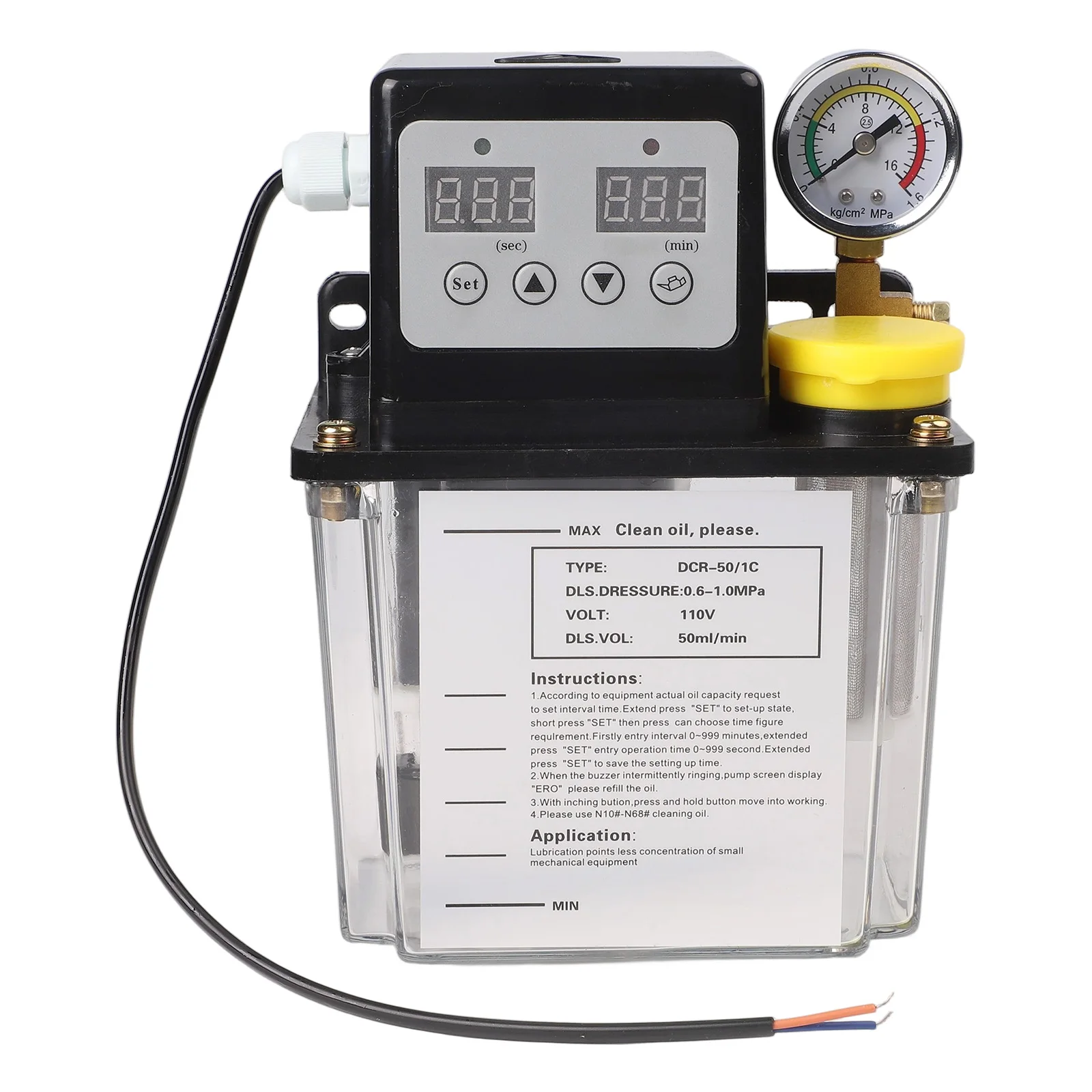 Автоматический смазочный насос 110В с электронным дисплеем, панелью управления и защищенной крышкой для масла
Автоматический смазочный насос 110В с электронным дисплеем, панелью управления и защищенной крышкой для масла