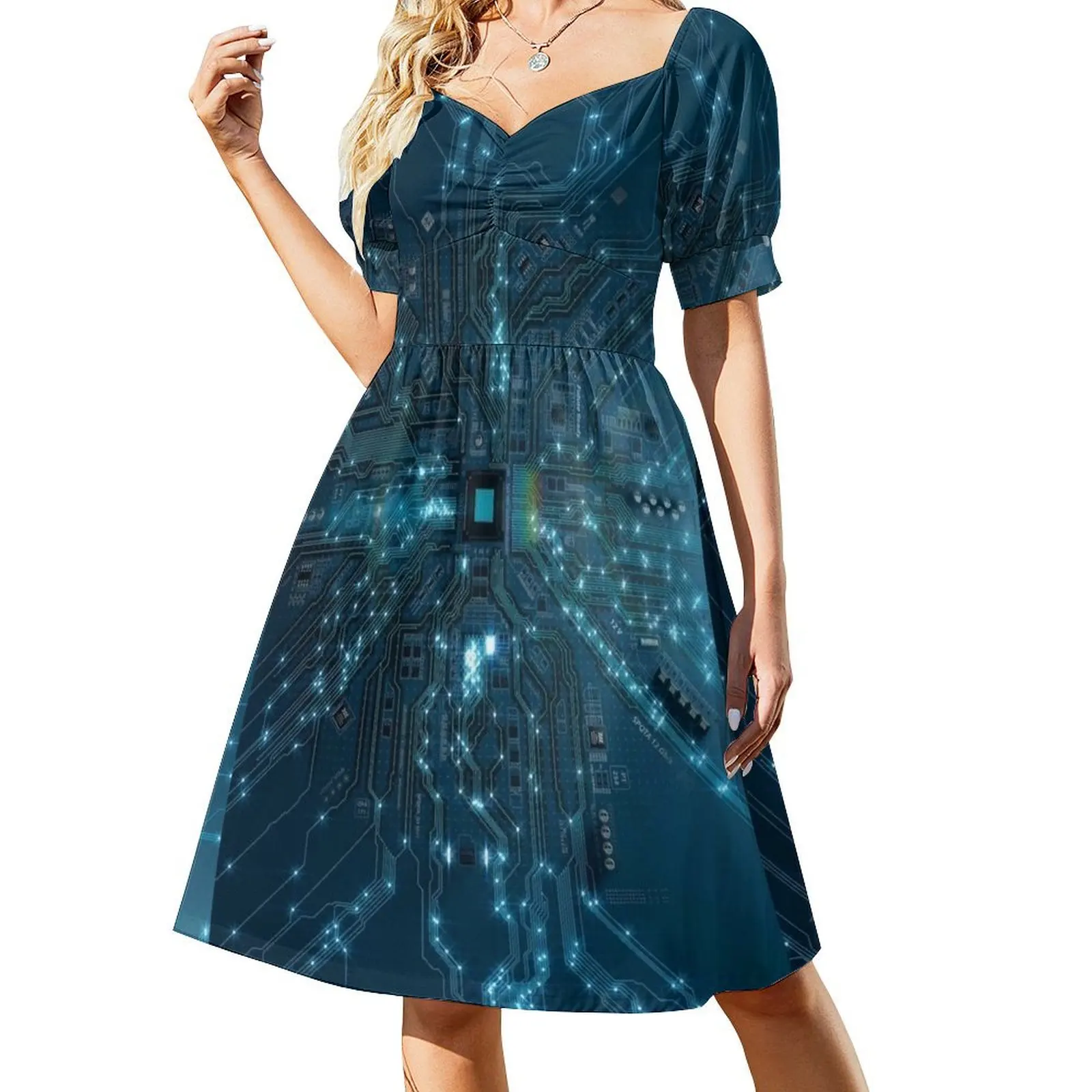 Glowing Lights Run Along The Paths Of The Future Ready Circuit Board Short Sleeved Dress summer dress woman 2025 trendy Dress
Glowing Lights Run Along The Paths Of The Future Ready Circuit Board Short Sleeved Dress summer dress woman 2025 trendy Dress