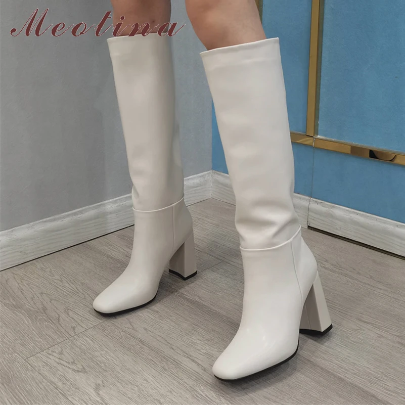 Meotina Women Genuine Leather Knee High Boots Square Toe Block High Heel Pleated Long Boot Ladies Fashion Shoes Autumn Winter 43
Meotina Women Genuine Leather Knee High Boots Square Toe Block High Heel Pleated Long Boot Ladies Fashion Shoes Autumn Winter 43