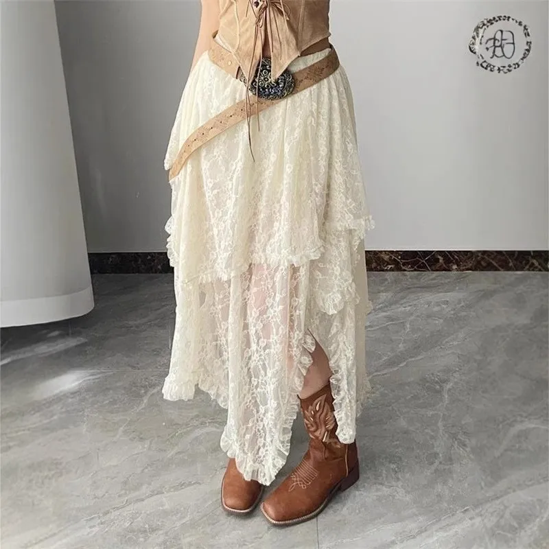 Women Long Skirt High Waist Lace Skirts Sheer Lace Layered Ruffle Maxi Skirt Asymmetrical Hem Tiered Boho Skirt Vacation
Women Long Skirt High Waist Lace Skirts Sheer Lace Layered Ruffle Maxi Skirt Asymmetrical Hem Tiered Boho Skirt Vacation