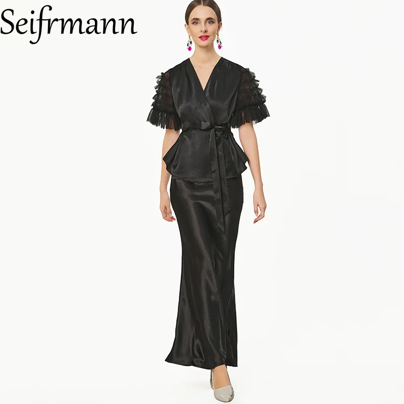 Seifrmann Spliced mesh two-piece set v-neck short-sleeved top high-waisted fishtail skirt suit 2026 summer women's new style
Seifrmann Spliced mesh two-piece set v-neck short-sleeved top high-waisted fishtail skirt suit 2026 summer women's new style