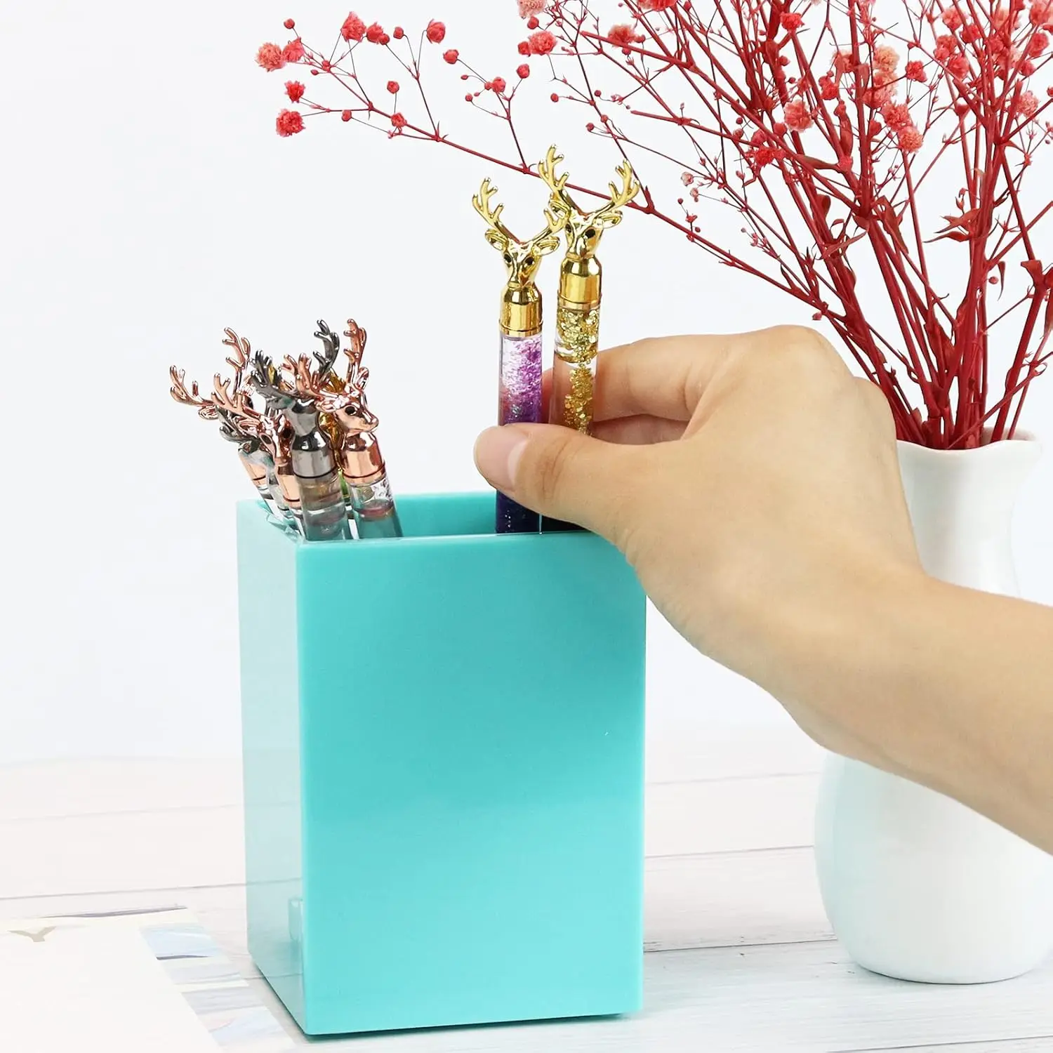Pen Holder Teal Pencil Holder Cup Desk Organizer Decorative Acrylic Makeup Brush Holder Pen Cup for Office N School
Pen Holder Teal Pencil Holder Cup Desk Organizer Decorative Acrylic Makeup Brush Holder Pen Cup for Office N School