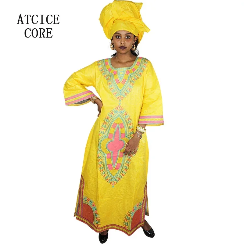 African Dresses For Women African Bazin Riche Dresses Embroidery Design Long Dress Stand Collar With Scarf
African Dresses For Women African Bazin Riche Dresses Embroidery Design Long Dress Stand Collar With Scarf