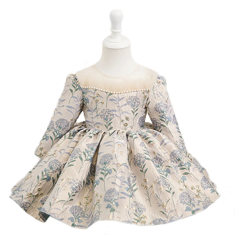 Children Long Sleeve Elegant Princess Ball Gown Girls Fashion Beaded Bow Design Birthday Party Dress y1420
Children Long Sleeve Elegant Princess Ball Gown Girls Fashion Beaded Bow Design Birthday Party Dress y1420