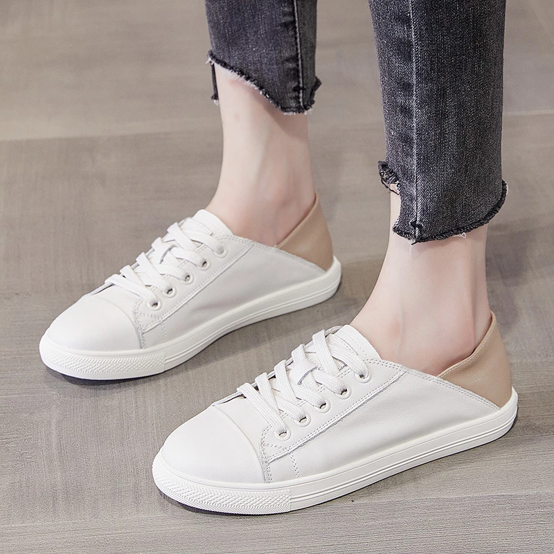Two Ways Wear Contrast Green Heel Genuine Leather White Sneakers For Women 2026 Summer New Fold Down Collapsible Heel Lace Up
Two Ways Wear Contrast Green Heel Genuine Leather White Sneakers For Women 2026 Summer New Fold Down Collapsible Heel Lace Up