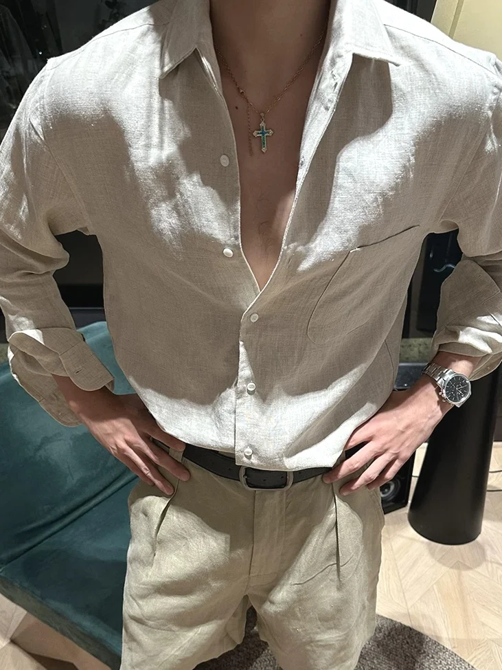 American Style Cotton Linen Men's Shirt Loose Long Sleeve Classic Pocket Open Cardigan Linen Breathable Casual Workwear Shirt
American Style Cotton Linen Men's Shirt Loose Long Sleeve Classic Pocket Open Cardigan Linen Breathable Casual Workwear Shirt