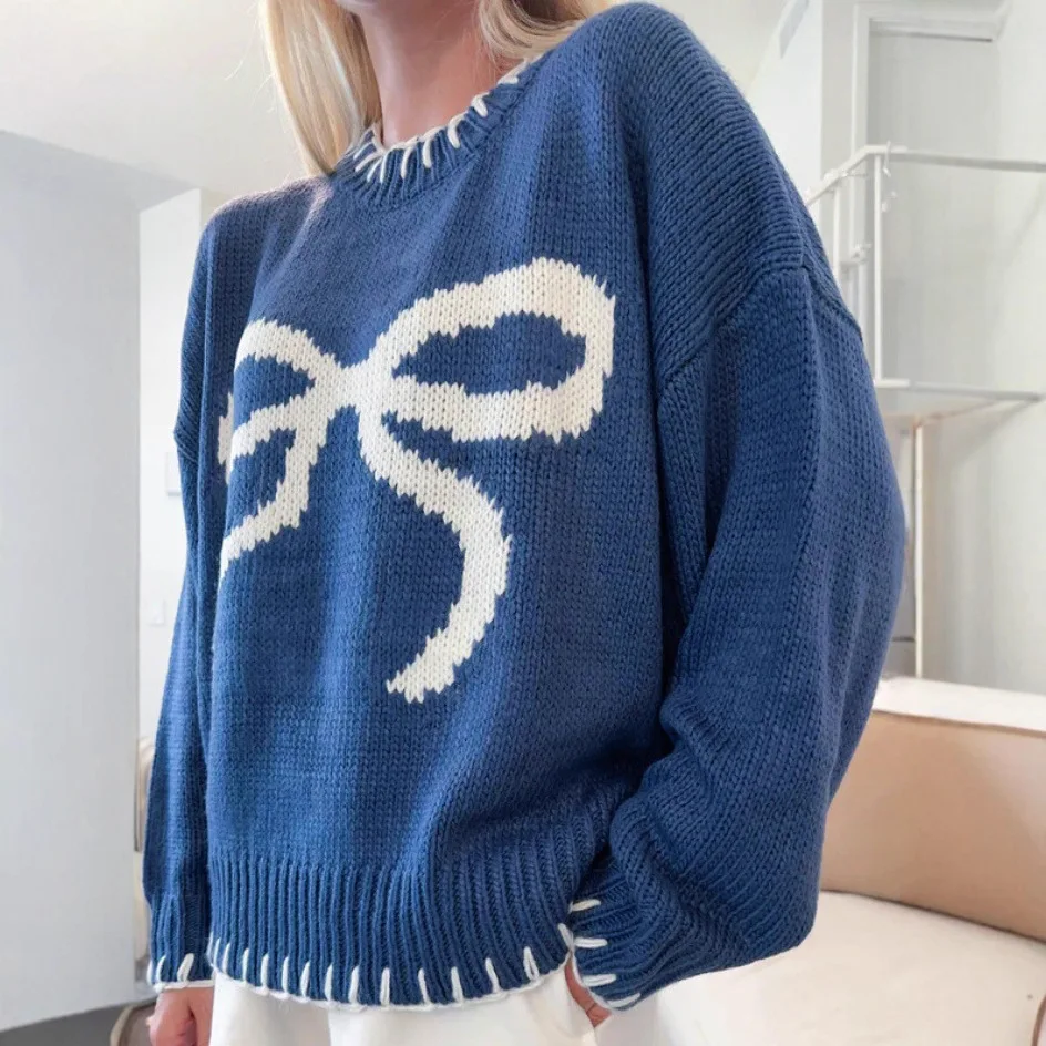 Женский свободный свитер с узлами и жаккардовым узором, длинный рукав, вязаный пуловер, модный осенний дизайн с узлами
Женский свободный свитер с узлами и жаккардовым узором, длинный рукав, вязаный пуловер, модный осенний дизайн с узлами