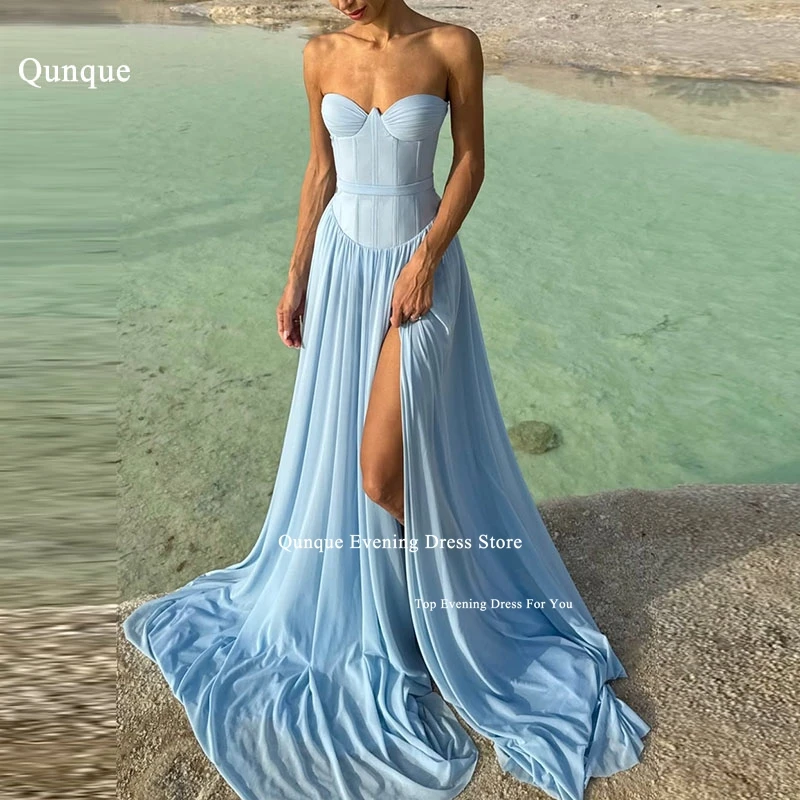 Qunque Floor Length Chiffon Beach Evening Dresses for Women Sexy Sweetheart Side Split Pleated Party Gowns Prom Gowns Customized
Qunque Floor Length Chiffon Beach Evening Dresses for Women Sexy Sweetheart Side Split Pleated Party Gowns Prom Gowns Customized