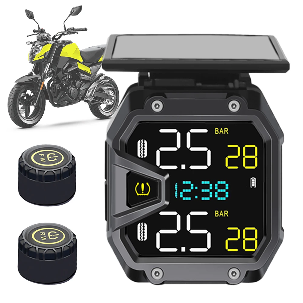 Motorcycle TPMS Real-Time Bike Air Pressure Monitor QC3.0 Rapid Charging Solar Power Tire Pressure Monitor for Emergencies Tool
Motorcycle TPMS Real-Time Bike Air Pressure Monitor QC3.0 Rapid Charging Solar Power Tire Pressure Monitor for Emergencies Tool